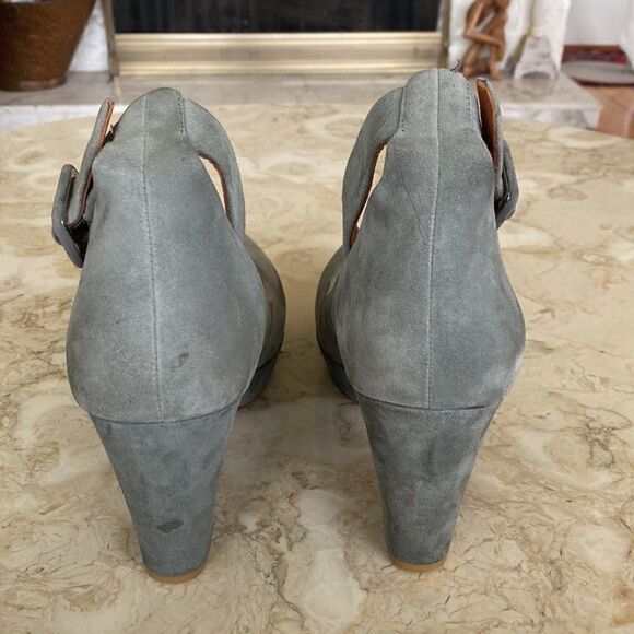Gentle Souls Grey Oppsi Ankle Strap Mary Jane Leather Platform Pumps - Picture 7 of 13